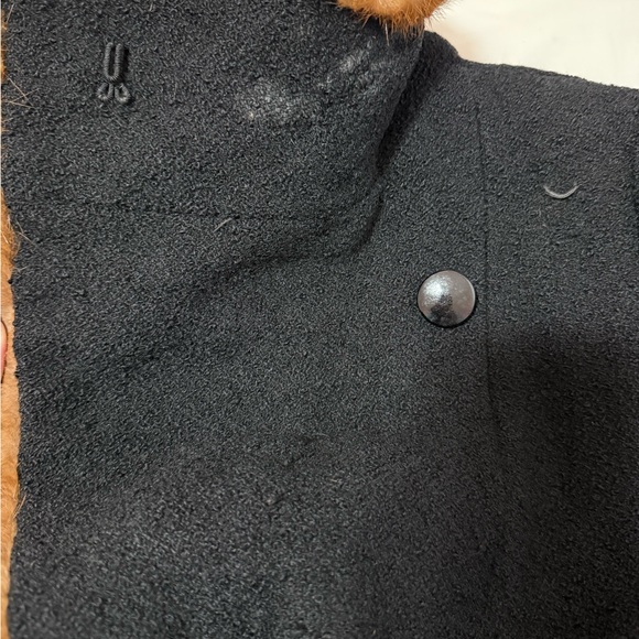 Vintage 1930s Elegant Art Deco Black Bouclé Wool Coat with Fur Collar - Picture 5 of 12
